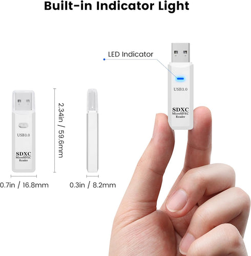 USB3.0 SD/TF Card Reader, High-Speed Dual Slot OTG Memory Card Adapter for Micro SD/SD/SDXC, Compatible with MacBook