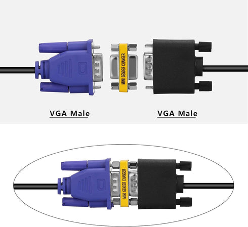 ENUODA VGA Coupler 2 Pack, VGA SVGA Connector 15 Pin Female to Female Mini Gender Changer Adapter
