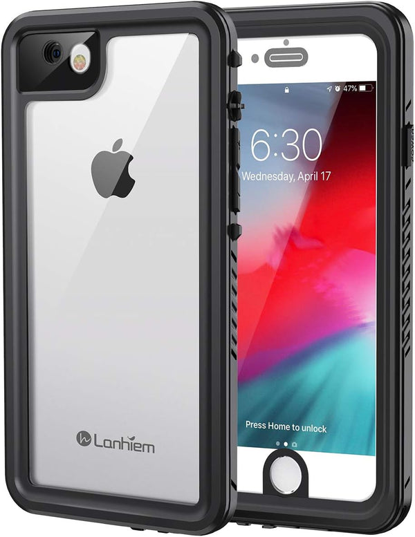Lanhiem iPhone 8 Plus Case, IP68 Waterproof Dustproof with Built-in Screen Protector, Full Body Cover, Black