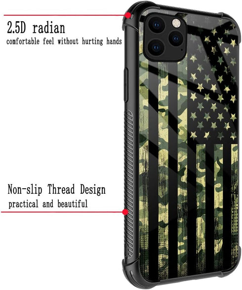TnXee Camo American Flag Case for iPhone 11, Soft TPU Anti-Skid Thread Frame with Four Corner Anti-Collision