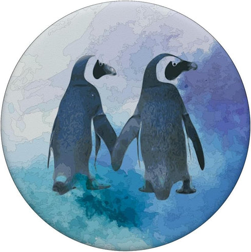 Beautiful Penguin Watercolor Mint Teal Purple Art PopSockets Grip and Stand for Phones and Tablets