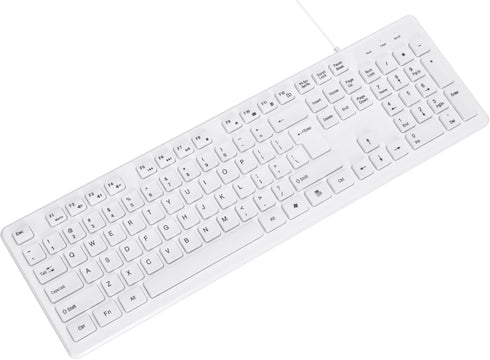 M MC Saite 104 MCSaite Wired White USB Keys Computer Keyboard with Stands,Waterproof - US Layout Compatible