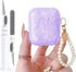 Olytop Cute Glitter Airpods 2nd/1st Generation Case with Cleaner Pen, Shell Pattern Cover with Pearl Keychain