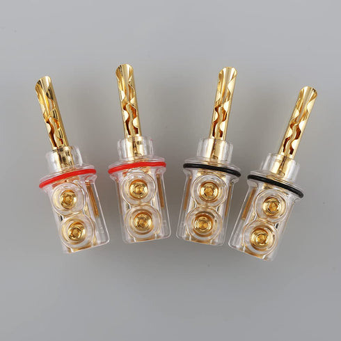 Viborg Audiocrast 4X HiFi Speaker Banana Plug Connectors 4MM BFA Type with Heat Shrink Tubing - Gold