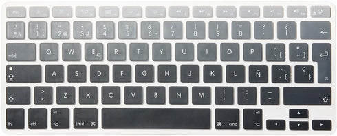 HRH Spanish Silicone Keyboard Cover for MacBook Air 13, MacBook Pro 13/15/17, iMac Older EU Layout - Ombre Gray