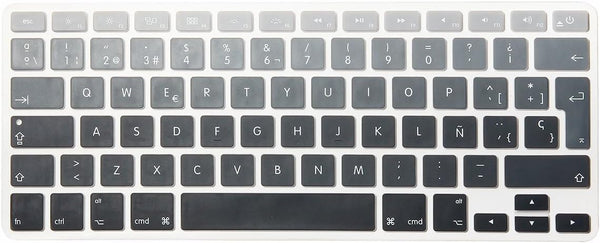 HRH Spanish Silicone Keyboard Cover for MacBook Air 13, MacBook Pro 13/15/17, iMac Older EU Layout - Ombre Gray