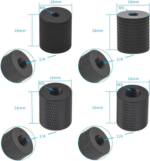 FEICHAO 2Pack Tripod Nut 1/4 Female to 1/4 M4 M5 M6 M8 Female Adapter Screw for Camera Tripod Gimbal Conversion
