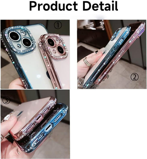 Casechics Luxury Glitter Bling Case for iPhone 13, Electro Plated Frame Edge Border, Full Body Protective Clear Soft