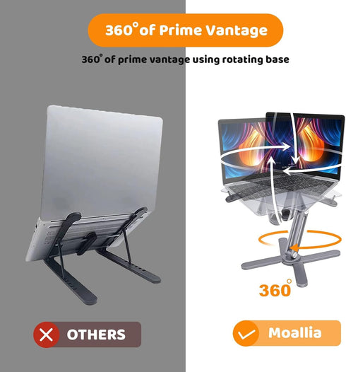 Laptop Stand with 360 Rotating Base, Metal Holder for Desk, Fits All MacBook, Laptops up to 16 inches