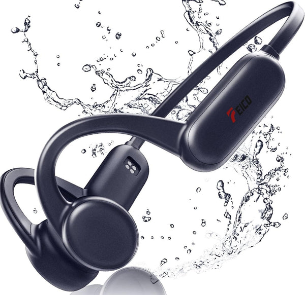 FEICO Bone Conduction Headphones with Built-in MP3 32GB Sports Headset, IP68 Waterproof,