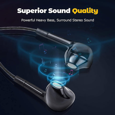 Earbuds Headphones with Microphone Pack of 5, Noise Isolating Wired Earbuds, Earphones with Powerful Heavy Bass Stereo, Compatible with Android, Phone, Laptops, MP3 and Most 3.5mm Interface