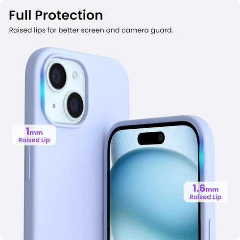 ORNARTO 15 6.7", 3 Compatible with iPhone Plus Case Slim Liquid Silicone Layers Full Covered Soft Gel Rubber Cover