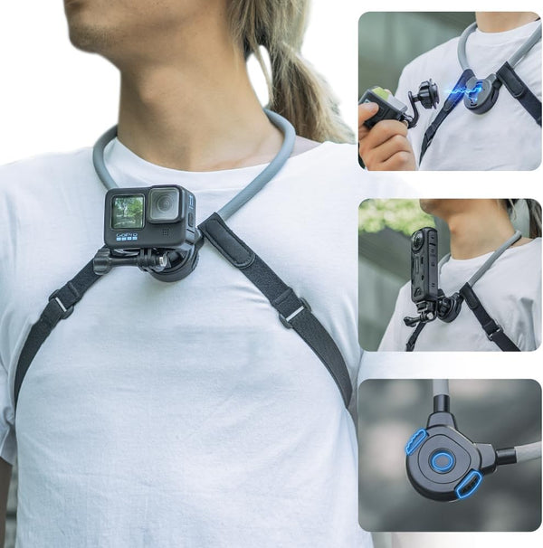 SUREWO Magnetic Neck Mount Necklace Holder for GoPro, POV Selfie Lanyard Body Strap Compatible with Hero 12/11/10/9/8/7
