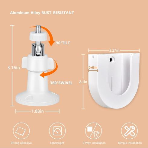 Strong Adhesive Adjustable Indoor/Outdoor Security Wall Mount Compatible with Arlo Pro/Pro 2/Pro 3/Ultra/Ultra 2, Ring