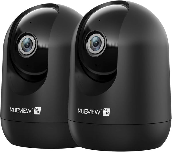 MUBVIEW Indoor Security Camera, 2.4G WiFi Wired Home Security, Motion Tracking, Two-Way Audio, 2K Night Vision PK320B-D