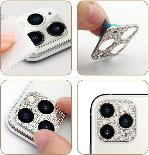 Omorro Bling Lens Protector for iPhone 12 Pro Max, 3D Glitter Crystal Diamond Camera Cover, Rose Gold (2 Pack)