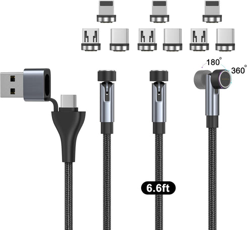 N. NETDOT Magnetic Charging Cable, 6in1 Gen12 (6.6ft/3 Pack Black) 18W Fast Charging Magnetic Phone Charger