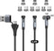 N. NETDOT Magnetic Charging Cable, 6in1 Gen12 (6.6ft/3 Pack Black) 18W Fast Charging Magnetic Phone Charger