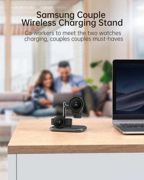 Dual Watch Charger Stand for Samsung Watch 7/6, Foldable 2 in 1 Charging Station for Samsung Watch Series, Wireless