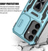 for Samsung Galaxy S24 Case, Shockproof Phone Case with Sliding Camera Cover & Rotatable Ring Holder Kickstand +