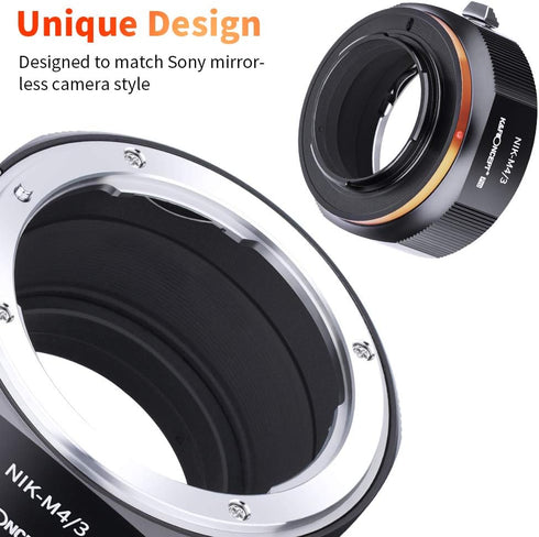 K&F Concept Lens Mount Adapter for Nikon AI F Mount Lens to Micro Four Thirds (MFT, M4/3) Camera - Matting Varnish