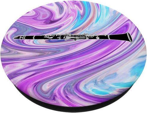 Clarinet Player Gift - Purple Aqua Marble Background PopSockets PopGrip: Swappable Grip for Phones & Tablets