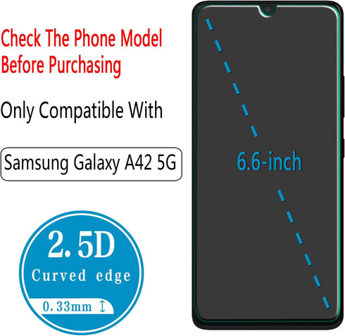 HPTech Tempered Glass Screen Protector for Samsung Galaxy A42 5G, 2 Pack, Anti Scratch and Bubble Free