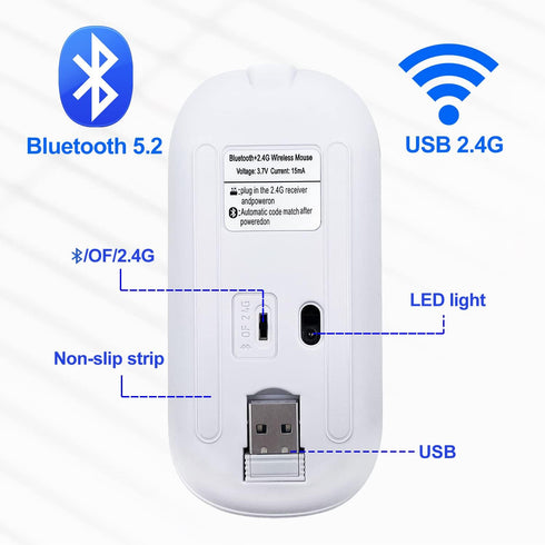 Wireless Bluetooth Mouse, Rechargeable Slim Silent Mouse for iPad/MacBook Pro/Air/Laptop (Jade Green)