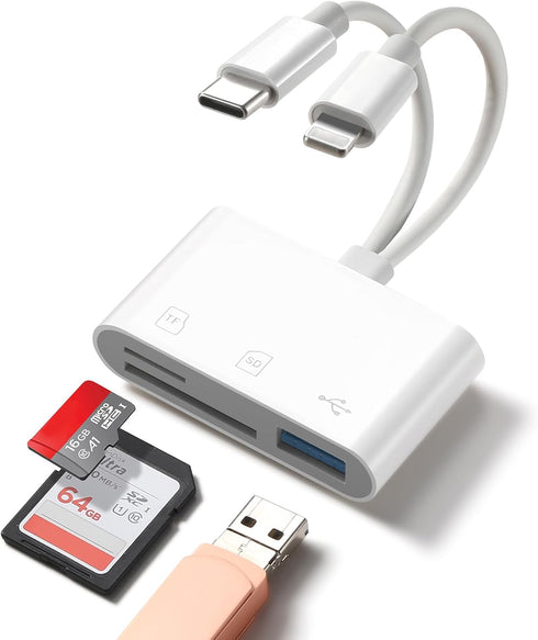 WEZAFO SD Card Reader for iPhone Android, Memory Card Reader Built-in Dual iOS