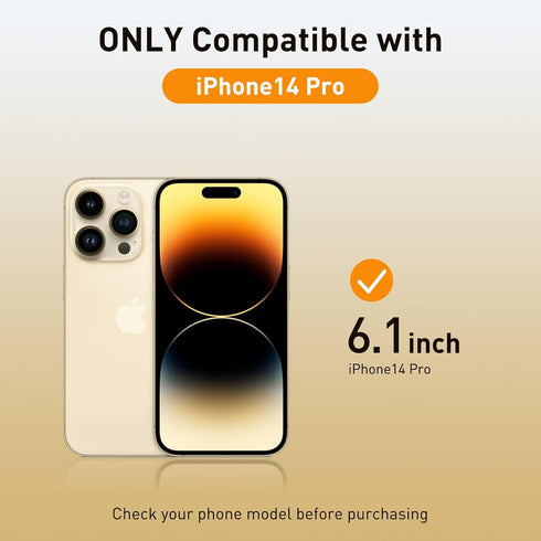 iPhone 14 Pro Auto Alignment Kit - 6.1" Full Coverage Blue Light Screen Protector, Anti-Glare Tempered Glass, Case