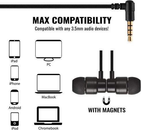 UliX Rider Wired Earbuds, In-Ear Headphones with Microphone, Anti-Tangle Cable, for iPhone, iPad, Samsung
