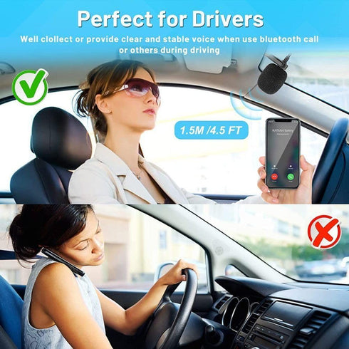 Mic 3.5mm External Microphone Assembly for Car Vehicle Head Unit Bluetooth Enabled Audio Stereo Radio Receiver GPS DVD with 3m Cable Plug and Play
