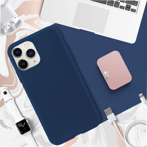 IceSword Compatible iPhone 11 Pro Case, Thin Liquid Silicone, Soft Silk Matte, Blue