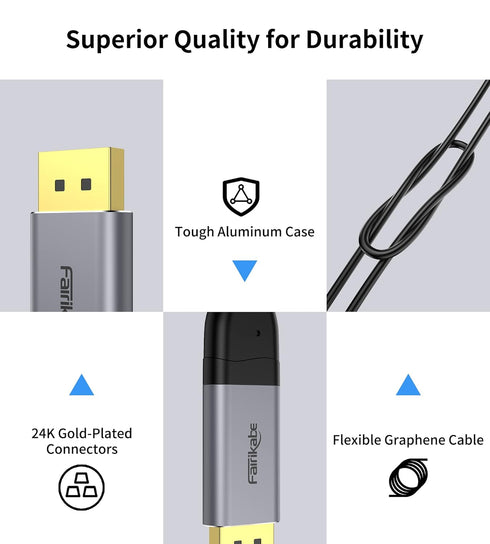 fairikabe 4K 60Hz DisplayPort to USB C Cable, 6.6ft for Portable Monitor, Projector, Nreal Air