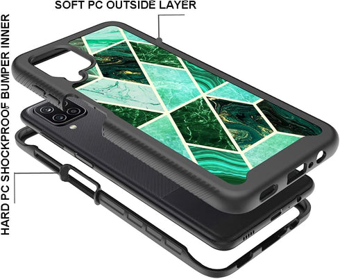 Case for Samsung Galaxy A12, Cute Shockproof Dual Layer Armor Protective Floral Bumper Phone Case Cover (6.5", 2021)