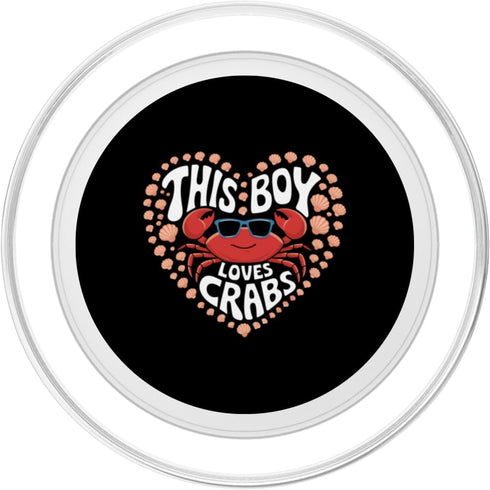 Funny Crab Lover Apparel for Kids This Boy Loves Crabs Cute Crab Valentines Day PopSockets PopGrip for MagSafe