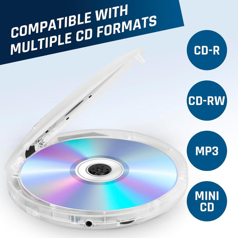 KLIM Discman MP3, 5 Portable Player with Headphones, Built-in Battery - New - Compact CD Player for Home and Car