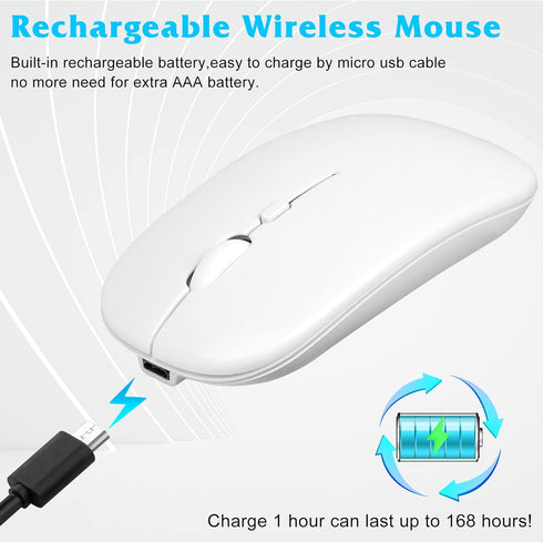 UrbanX Rechargeable Bluetooth Keyboard and Mouse Combo, Ultra Compact Slim Full-Size Keyboard and Ergonomic Mice for