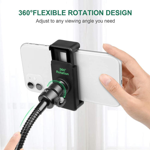 Adjustable Gooseneck Cellphone Holder, Overhead Phone Mount, Table Top Teaching Online Stand for Live Streaming, Online