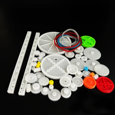 URIMPAVIDO 51PCS Plastic Gear Kit Single Gear Crown Gear Belt Pulley for RC Car Truck Robot Helicopter DIY Model Toy