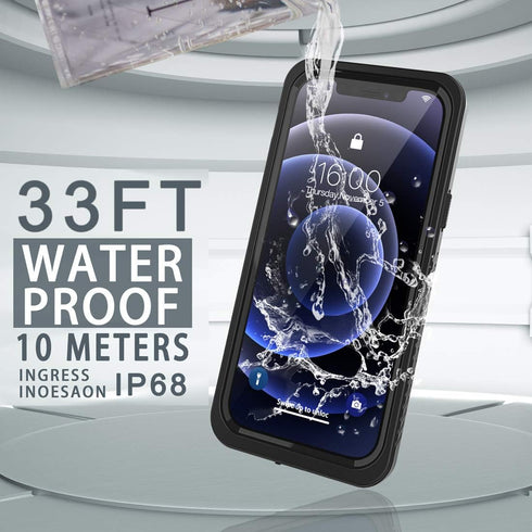 Diverbox Waterproof Case for iPhone 12, Shockproof Dustproof IP68 Full-Body Hard Case with Built-in Screen Protector