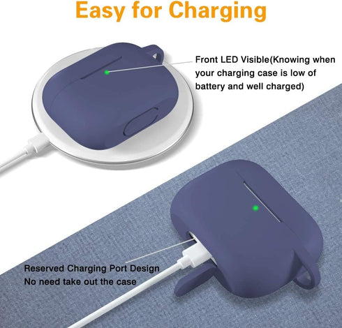 Lerobo Compatible with AirPods Pro Case - Waterproof Silicone Cover, Supports Wireless Charging, Blue Gray