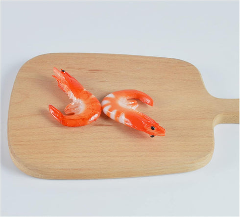 6 Pcs Artificial Cooked Shrimp Simulated Red Shrimp Fake Food Model Fake Seafood Decor for Kitchen Cabinet Sushi