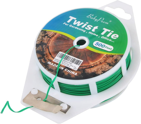 500 Feet (152M) Multi-purpose Plastic Twist Ties with Cutter, Reusable Twist Wire for Home, Office, Gardening