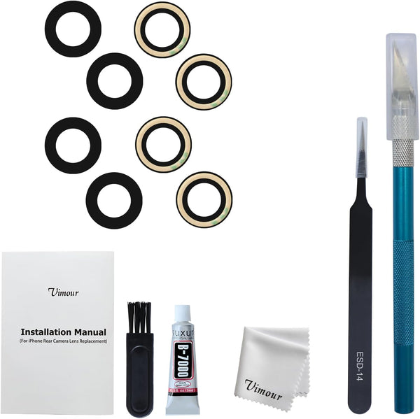 Vimour 2 Packs Rear Camera Lens Glass Replacement Kits for iPhone 14 and