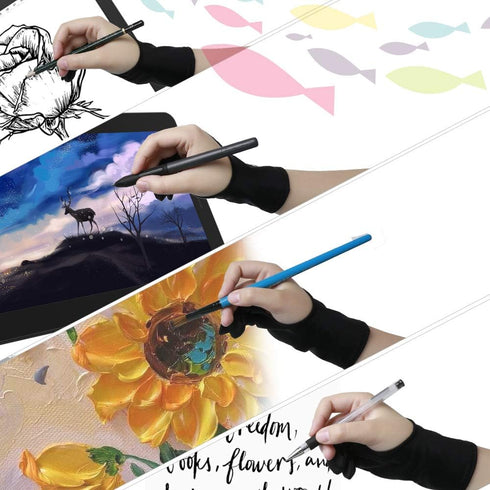 GAOMON Two Finger Glove for Drawing Tablet, Oil Painting and Sketch Creation, Free Size for Left and Right Hand