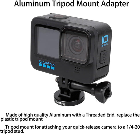 PellKing 1/4 Tripod/Monopod Adapter Mount Compatible with GoPro Hero 12 11 10 9 8 7 6 5 Camera, AKASO, Insta360,DJI Osmo Action 2 3 4 CNC Quick Release Base Buckle Accessory