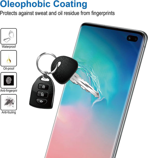 AACL Glass Screen Protector for Samsung Galaxy S10 Plus, 6.4-Inch, 2 Pack, Curved Tempered Glass, Black, Fingerprint
