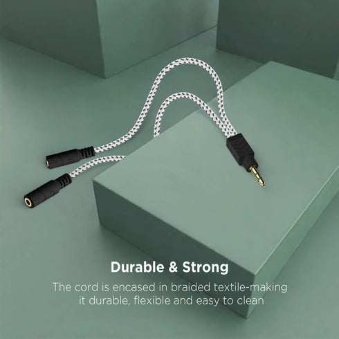 DUKABEL Knitted 3.5mm Audio Splitter, TRS 3-Pole Aux Splitter Cable for Headphones