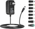 Universal AC Adapter 15V 1A Power Supply, 15W AC110V to DC15V Driver with 8 DC Plug Tips